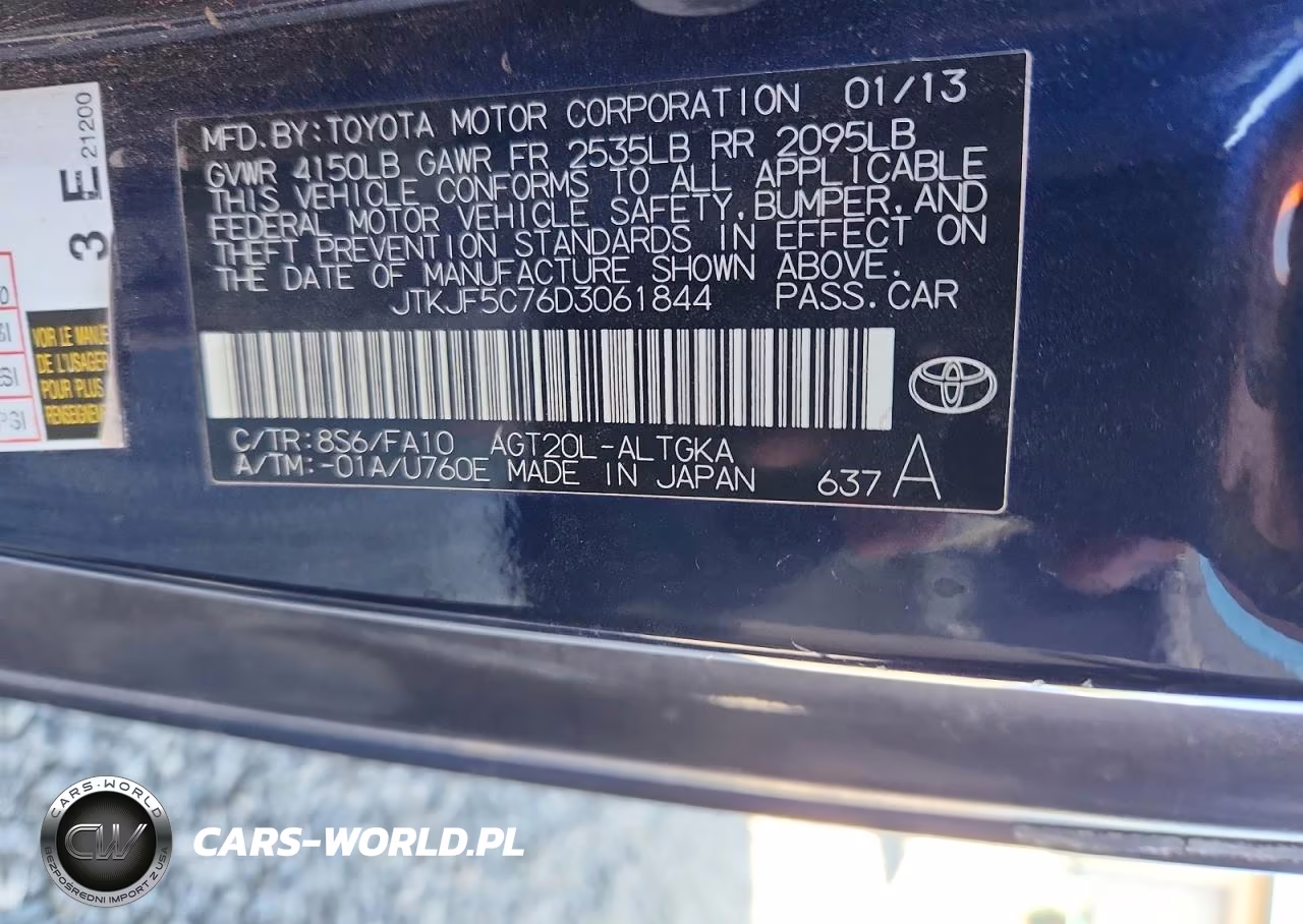 2013 Scion Tc Base VIN:JTKJF5C76D3061844 - 13