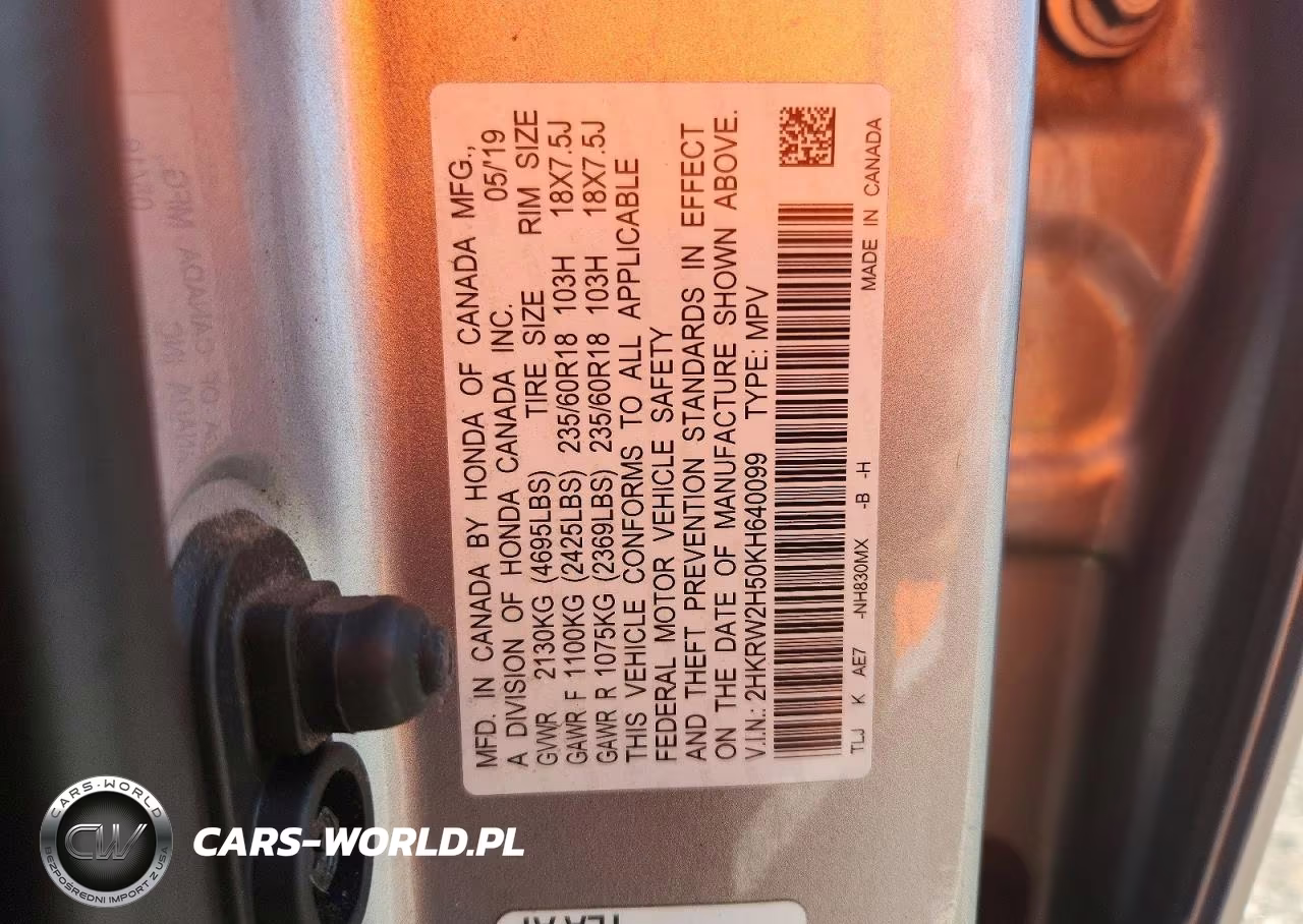 2019 Honda Cr-V Ex VIN:2HKRW2H50KH640099 - 13