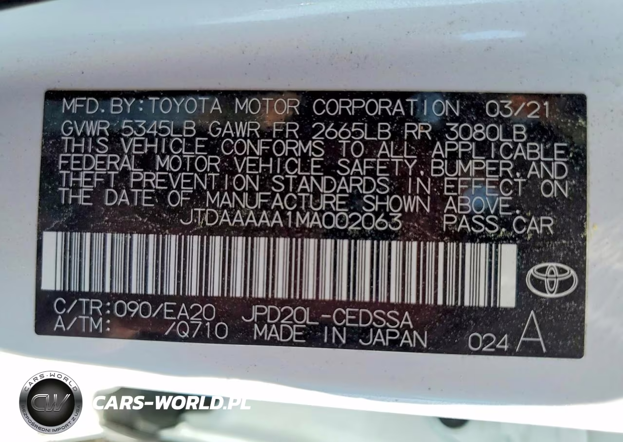 2021 Toyota Mirai Xle VIN:JTDAAAAA1MA002063 - 13