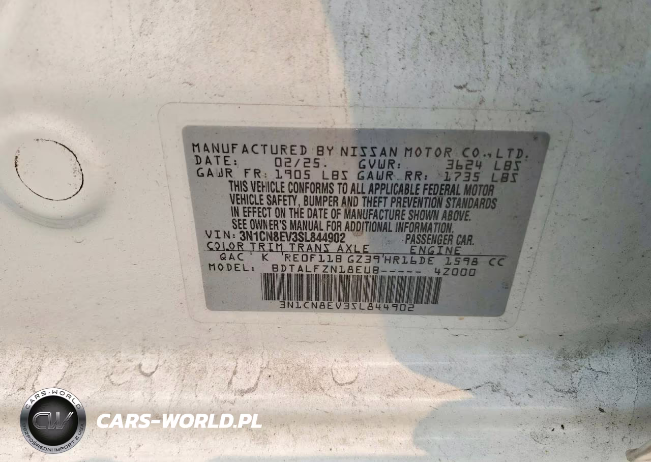 2025 Nissan Versa Sv VIN:3N1CN8EV3SL844902 - 12