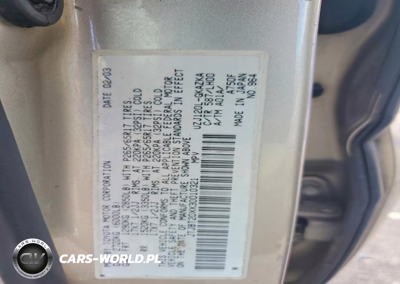 2003 Lexus Gx 470 VIN:JTJBT20XX30010321 - 13