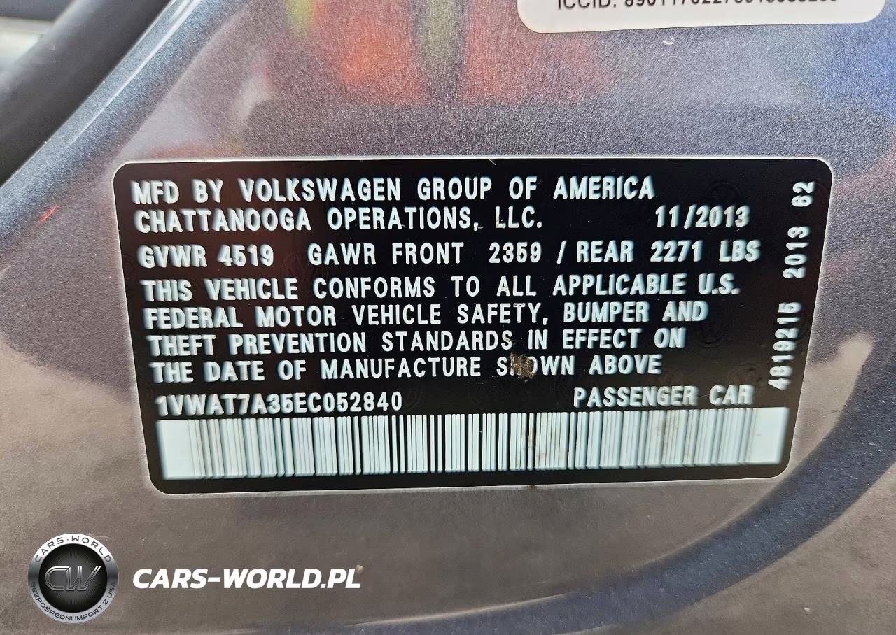 2014 Volkswagen Passat S VIN:1VWAT7A35EC052840 - 12