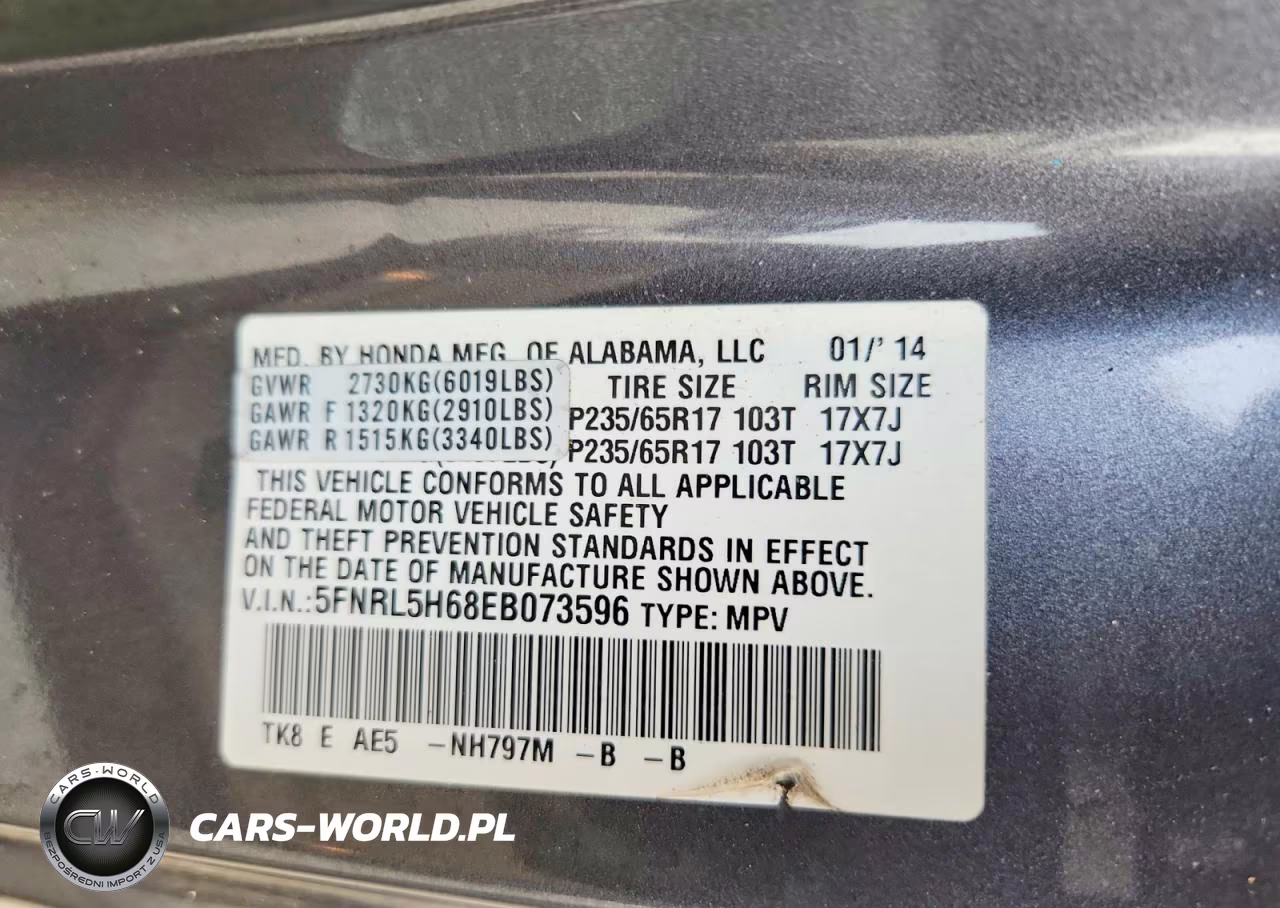 2014 Honda Odyssey Exl VIN:5FNRL5H68EB073596 - 14