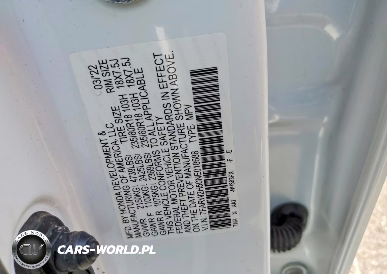 2022 Honda Cr-V Ex VIN:7FARW2H50NE018688 - 13
