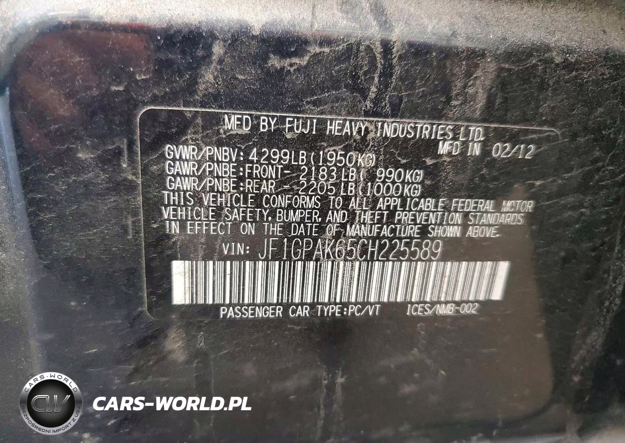 2012 Subaru Impreza Limited VIN:JF1GPAK65CH225589 - 13