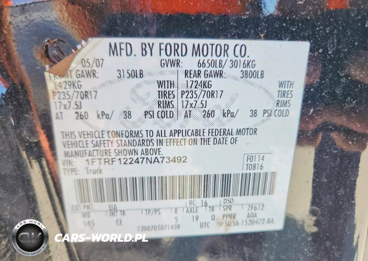 2007 Ford F150 VIN:1FTRF12247NA73492 - 12