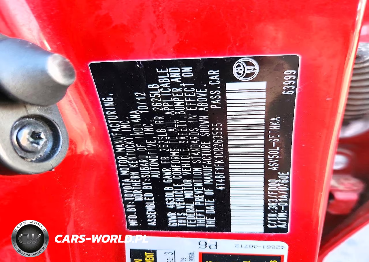 2012 Toyota Camry Le VIN:4T4BF1FK1CR263585 - 12