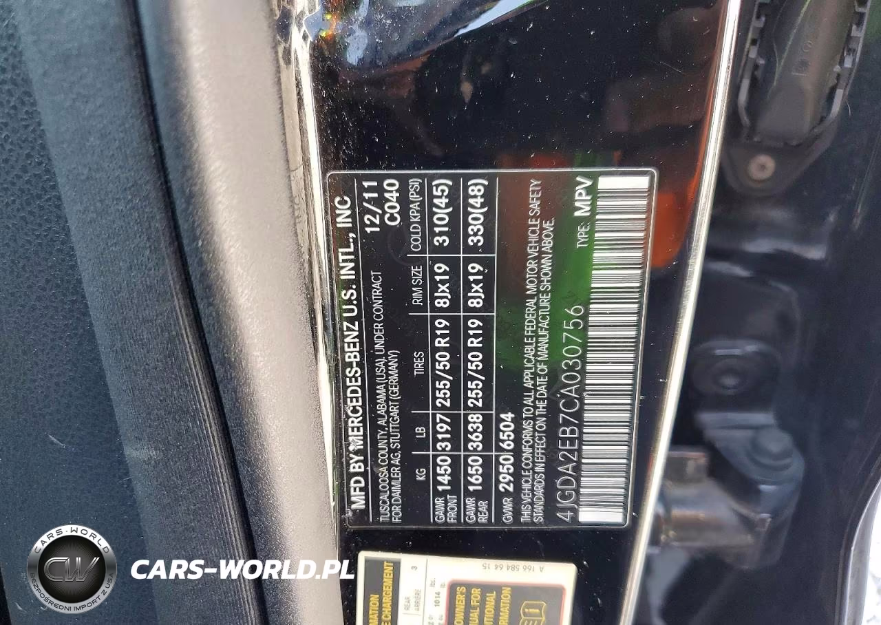 2012 Mercedes-Benz Ml 350 Bluetec VIN:4JGDA2EB7CA030756 - 14