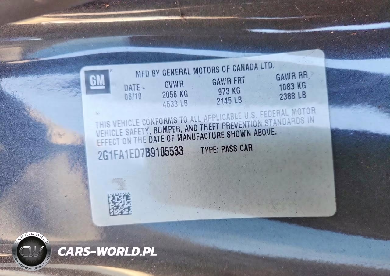 2011 Chevrolet Camaro Ls VIN:2G1FA1ED7B9105533 - 12