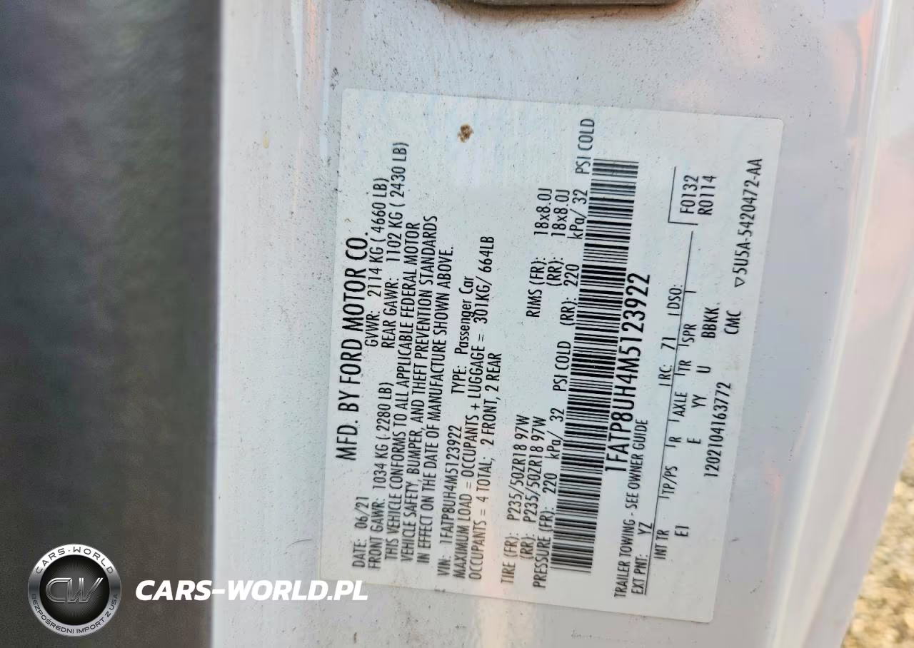 2021 Ford Mustang VIN:1FATP8UH4M5123922 - 12
