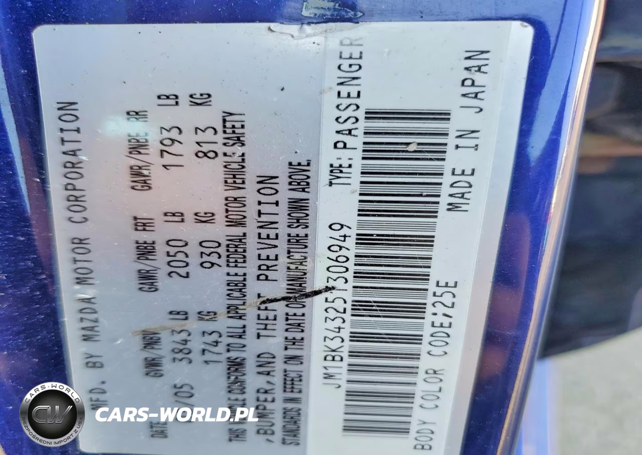 2005 Mazda 3 Hatchback VIN:JM1BK343251306949 - 12