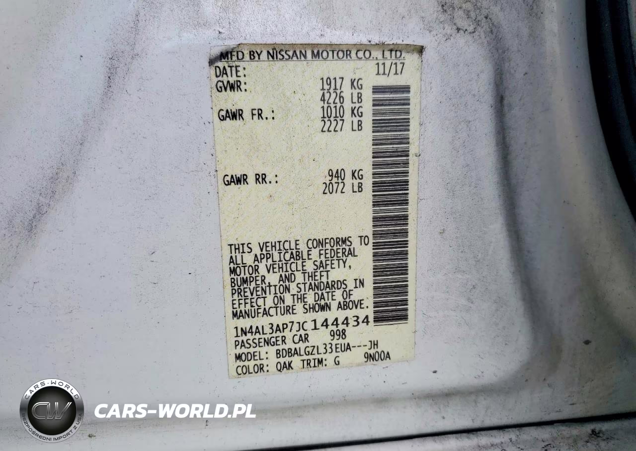 2018 Nissan Altima 2.5 S VIN:1N4AL3AP7JC144434 - 12