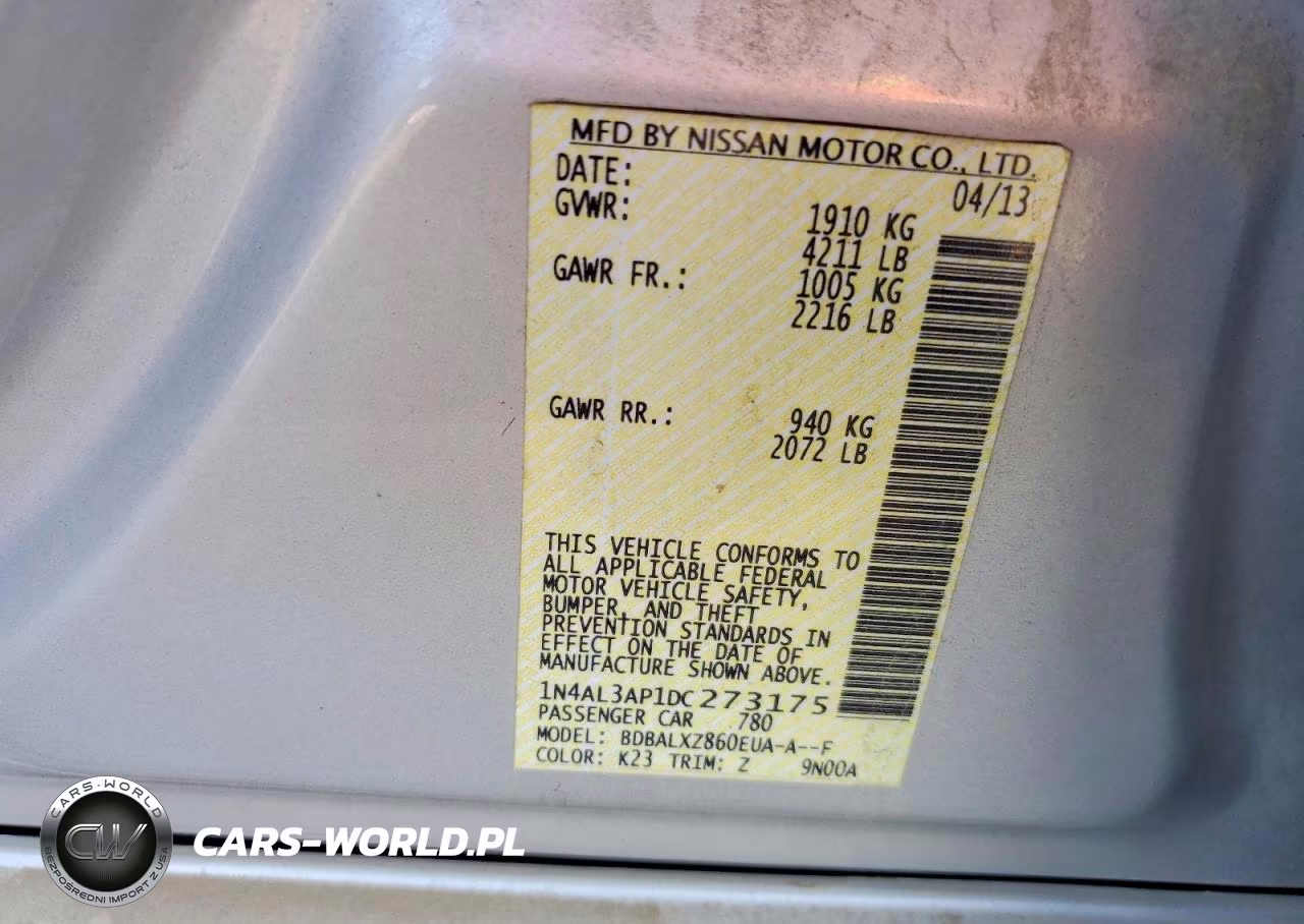 2013 Nissan Altima 2.5 VIN:1N4AL3AP1DC273175 - 12