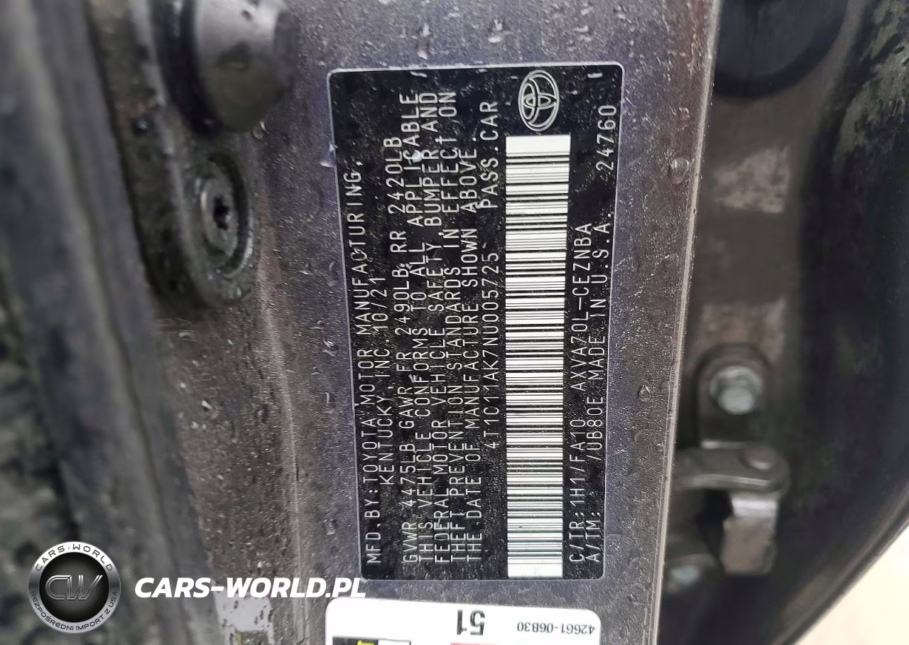 2022 Toyota Camry Le VIN:4T1C11AK7NU005725 - 12