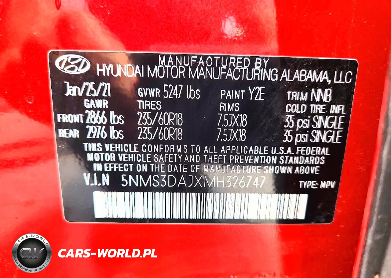 2021 Hyundai Santa Fe Sel VIN:5NMS3DAJXMH326747 - 12