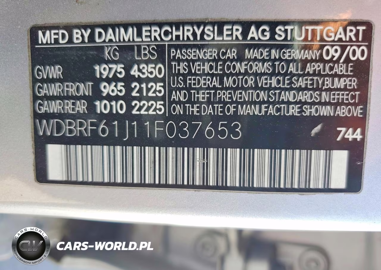 2001 Mercedes-Benz C 240 VIN:WDBRF61J11F037653 - 12
