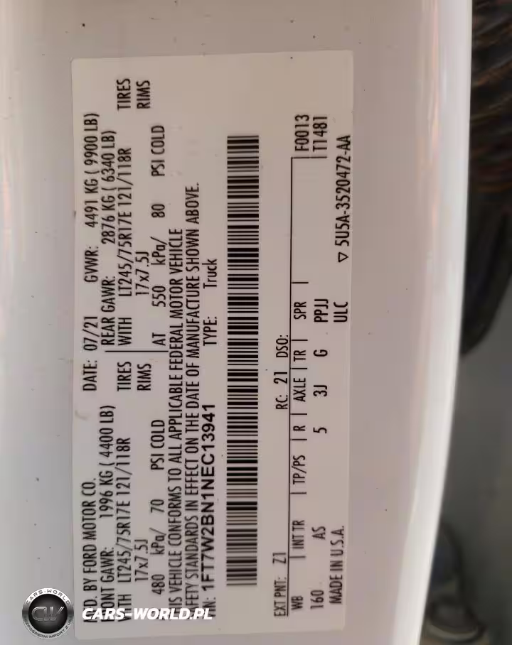 2022 Ford F250 Super Duty VIN:1FT7W2BN1NEC13941 - 13