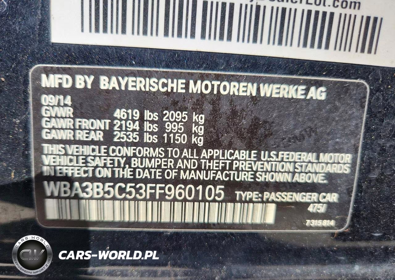 2015 BMW 328 Xi Sulev VIN:WBA3B5C53FF960105 - 12