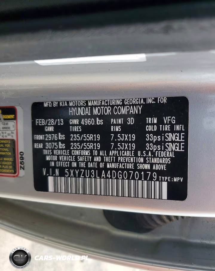 2013 Hyundai Santa Fe Sport 2.0T VIN:5XYZU3LA4DG070179 - 13