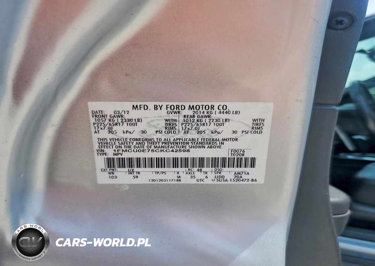 2012 Ford Escape Limited VIN:1FMCU0E75CKC42598 - 12