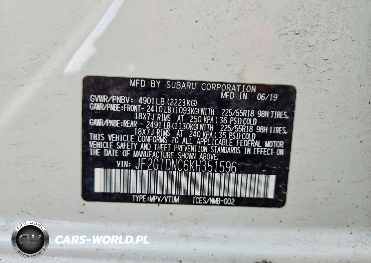 2019 Subaru Crosstrek Limited VIN:JF2GTDNC6KH351596 - 12