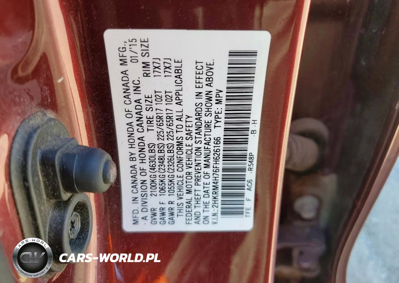 2015 Honda Cr-V Exl VIN:2HKRM4H76FH626166 - 12