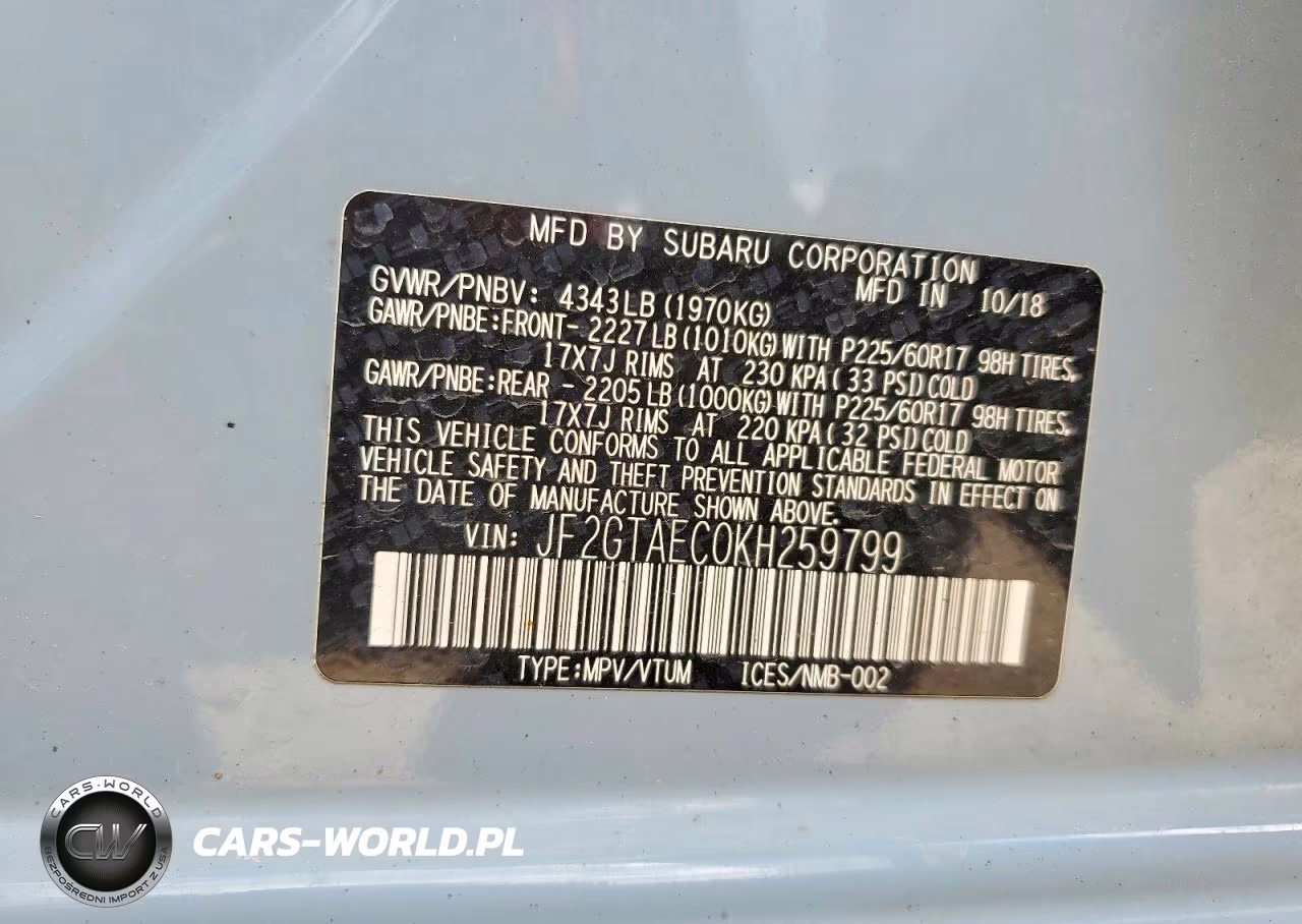 2019 Subaru Crosstrek Premium VIN:JF2GTAEC0KH259799 - 13