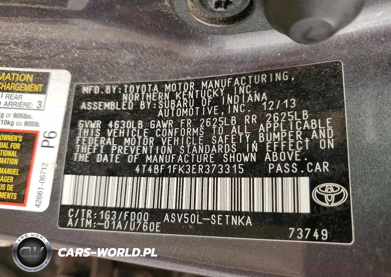 2014 Toyota Camry Le VIN:4T4BF1FK3ER373315 - 12