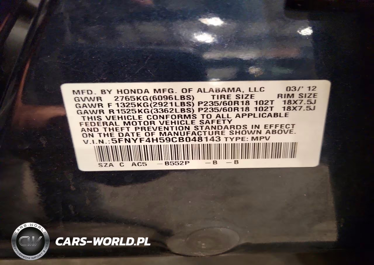 2012 Honda Pilot Exl VIN:5FNYF4H59CB048143 - 13