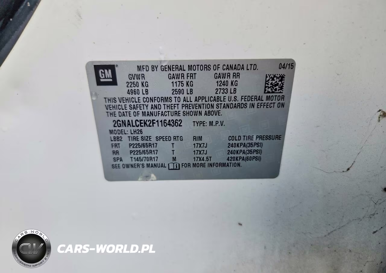 2015 Chevrolet Equinox Lt VIN:2GNALCEK2F1164362 - 12