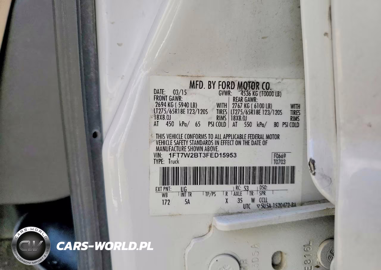 2015 Ford F250 Super Duty VIN:1FT7W2BT3FED15953 - 12