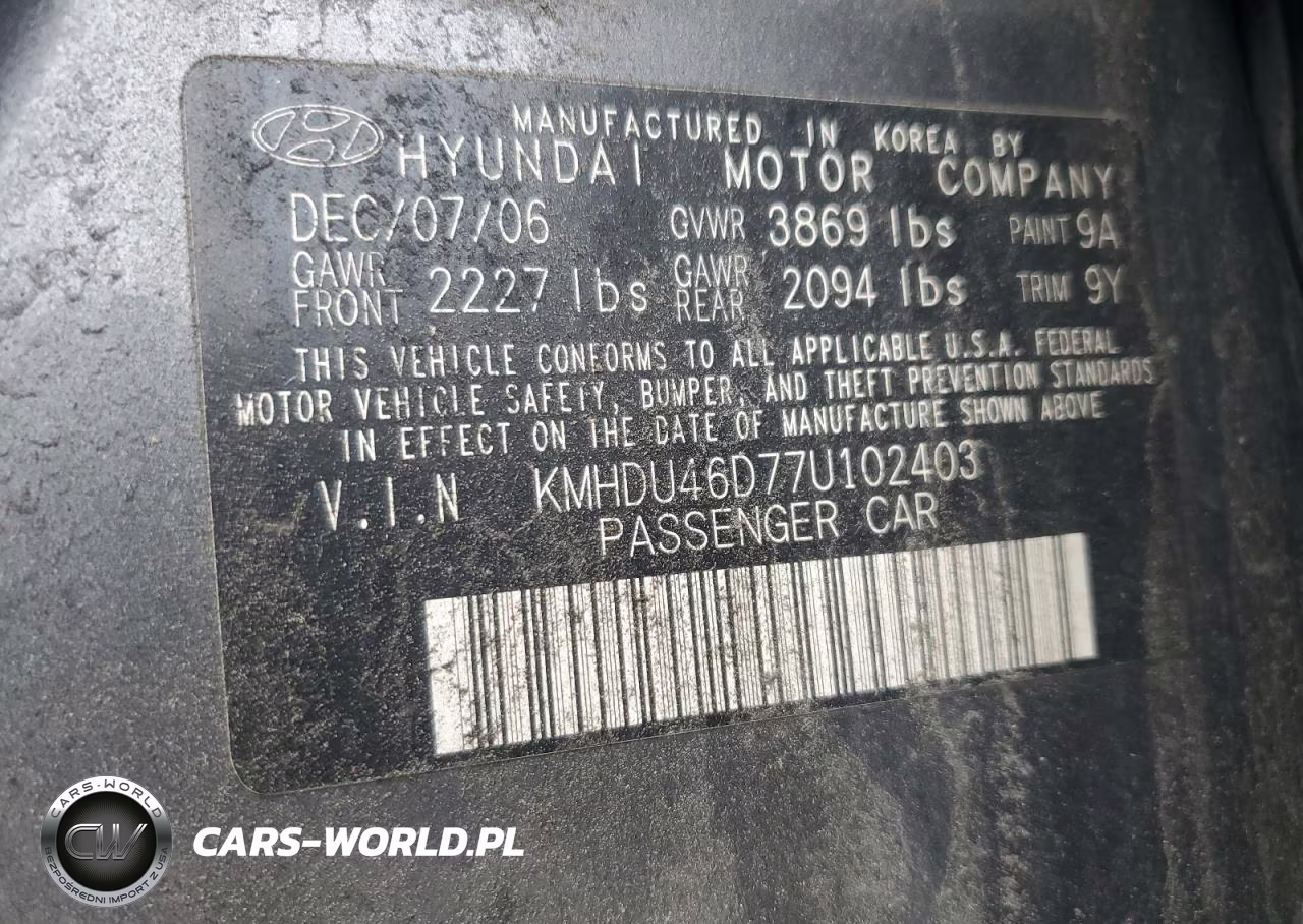2007 Hyundai Elantra Gls VIN:KMHDU46D77U102403 - 12