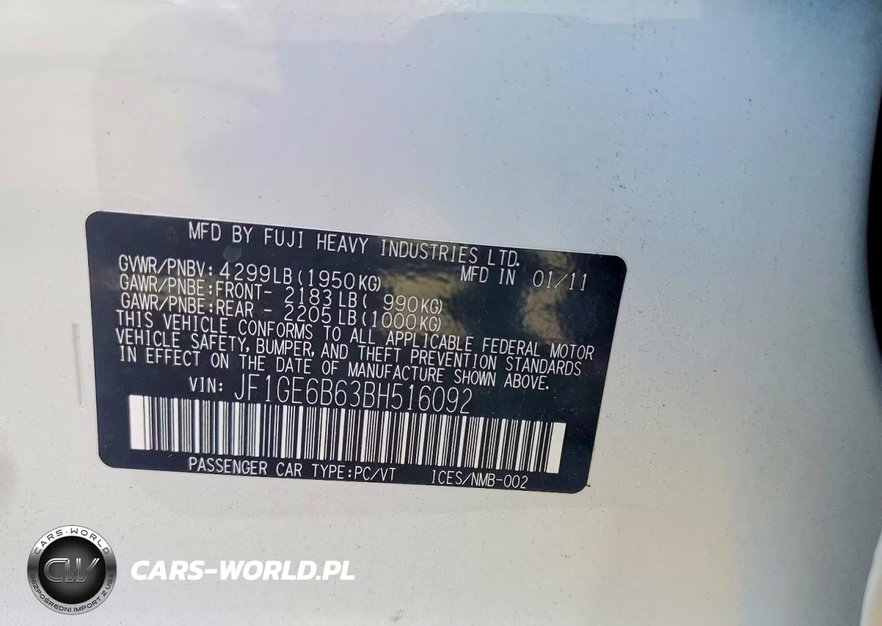 2011 Subaru Impreza 2.5I Premium VIN:JF1GE6B63BH516092 - 12