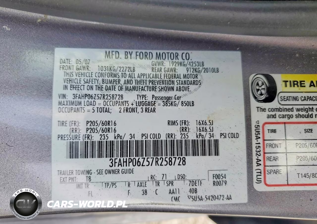 2007 Ford Fusion S VIN:3FAHP06Z57R258728 - 13