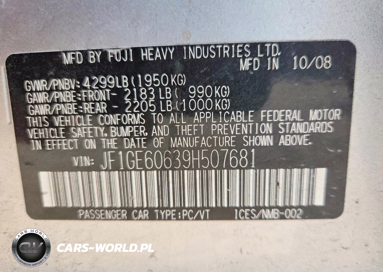 2009 Subaru Impreza 2.5I Premium VIN:JF1GE60639H507681 - 12