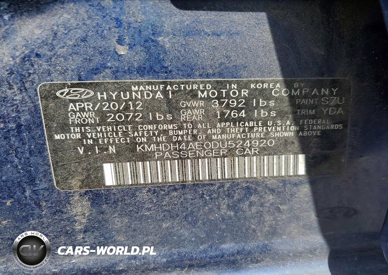 2013 Hyundai Elantra Gls VIN:KMHDH4AE0DU524920 - 12