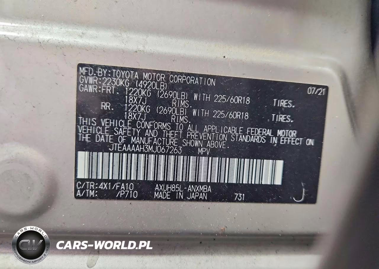 2021 Toyota Venza Le VIN:JTEAAAAH3MJ067263 - 14