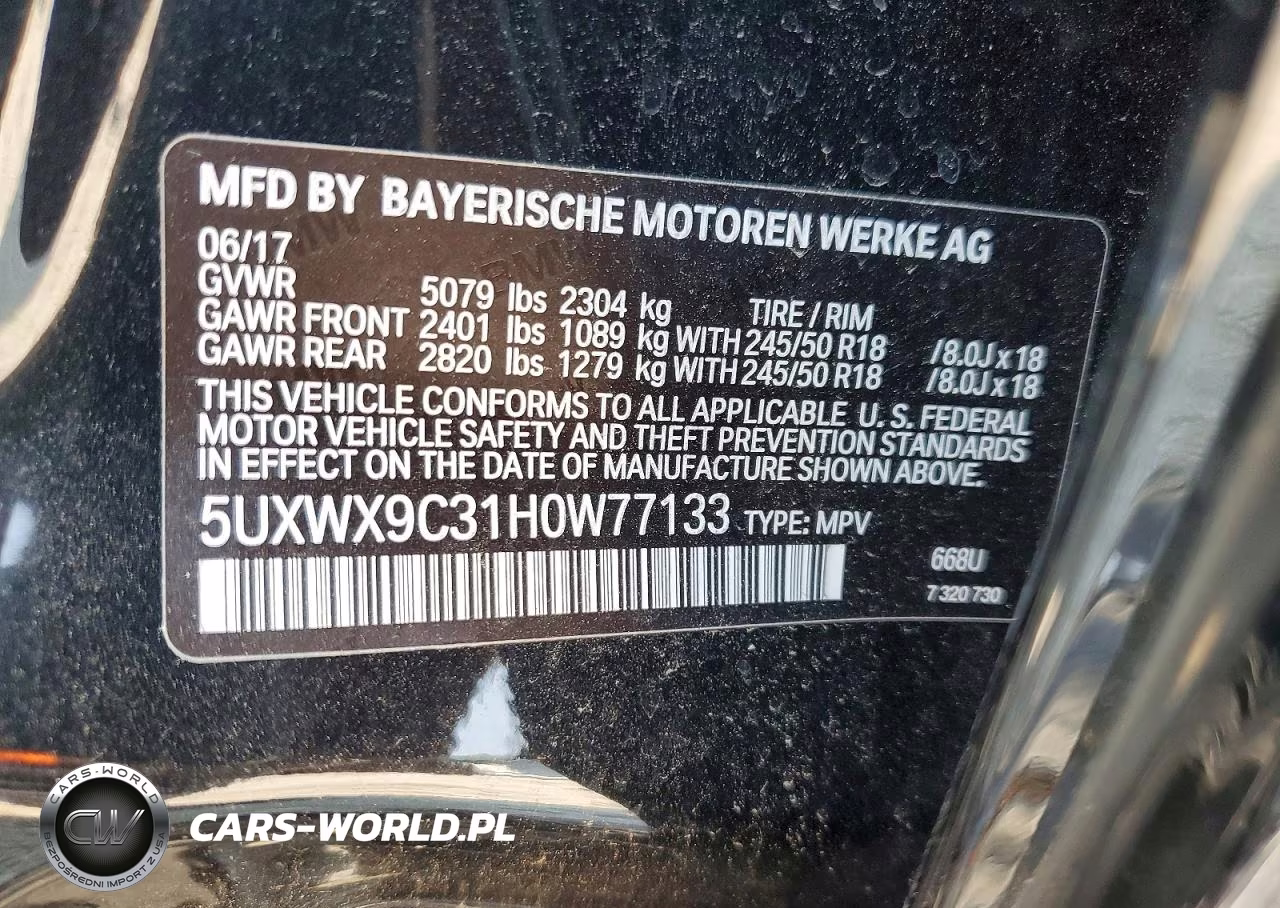 2017 BMW X3 xDrive28I VIN:5UXWX9C31H0W77133 - 13
