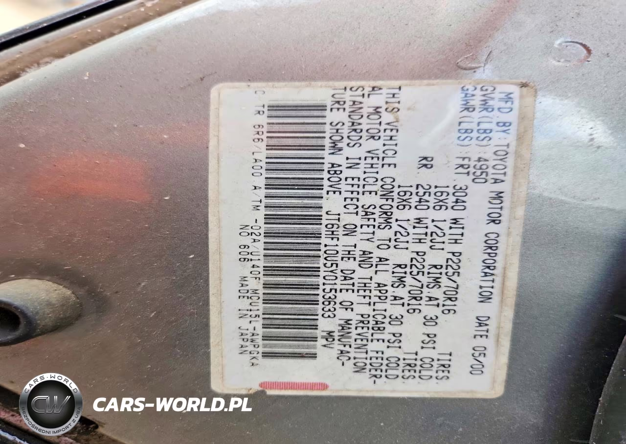 2000 Lexus Rx 300 VIN:JT6HF10U5Y0153633 - 12