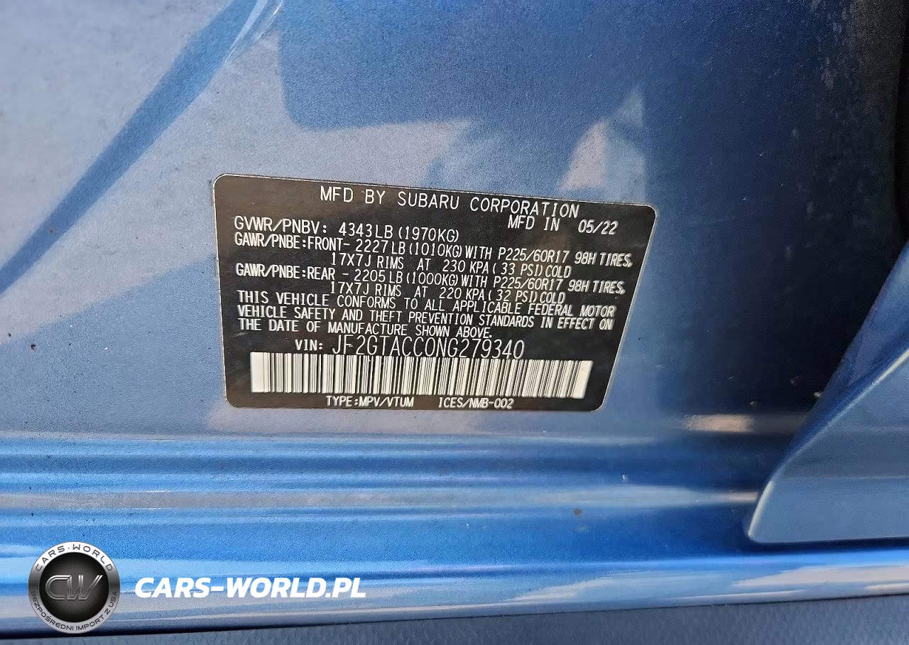 2022 Subaru Crosstrek Premium VIN:JF2GTACC0NG279340 - 12
