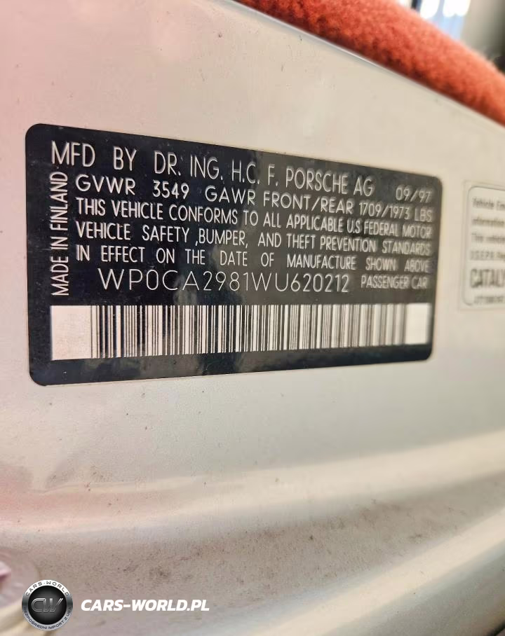 1998 Porsche Boxster VIN:WP0CA2981WU620212 - 12