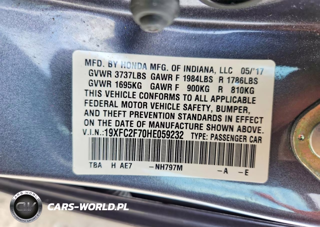 2017 Honda Civic Ex VIN:19XFC2F70HE059232 - 12