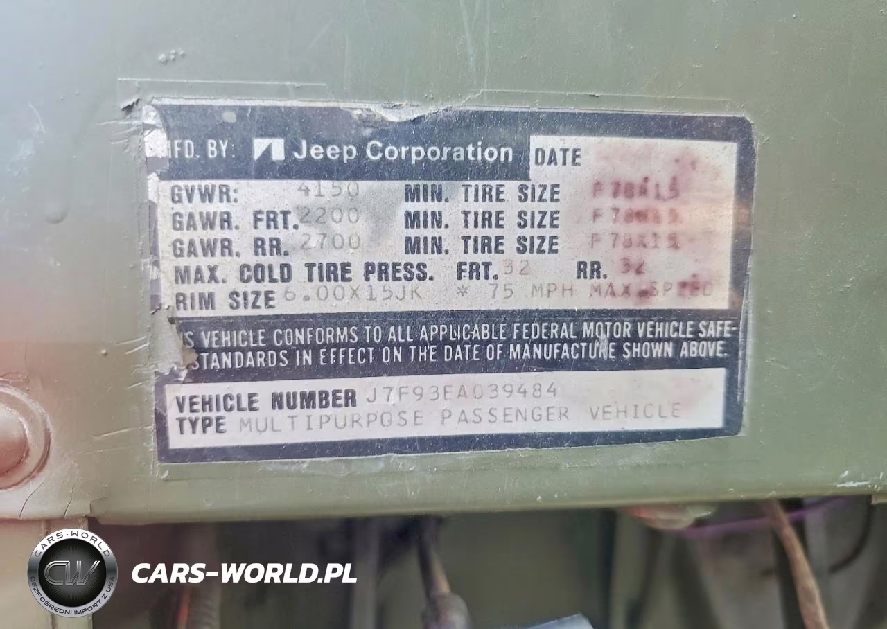 1977 Jeep Wrangler Sahara 4Wd VIN:J7F93EA039484 - 12