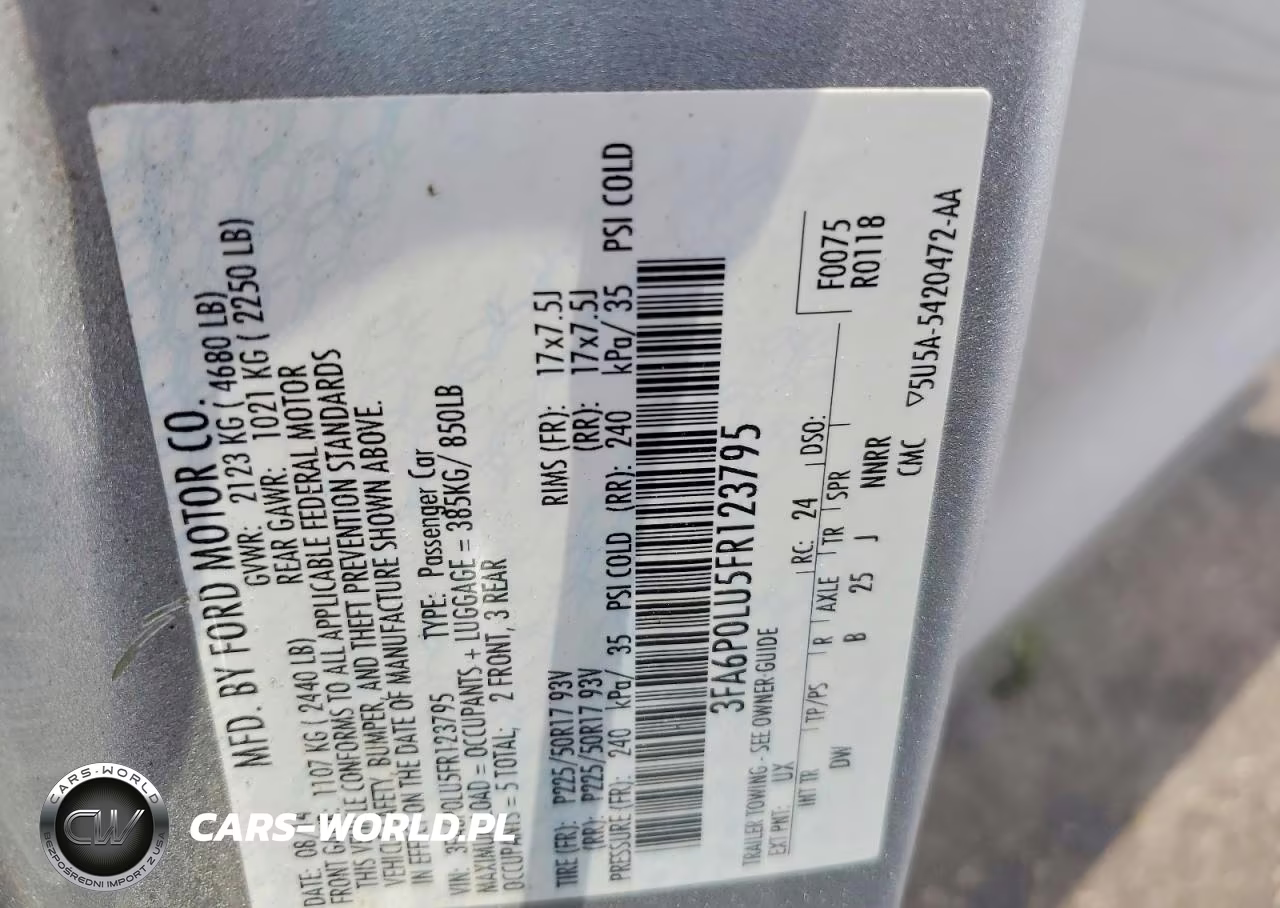 2015 Ford Fusion Se Hybrid VIN:3FA6P0LU5FR123795 - 12
