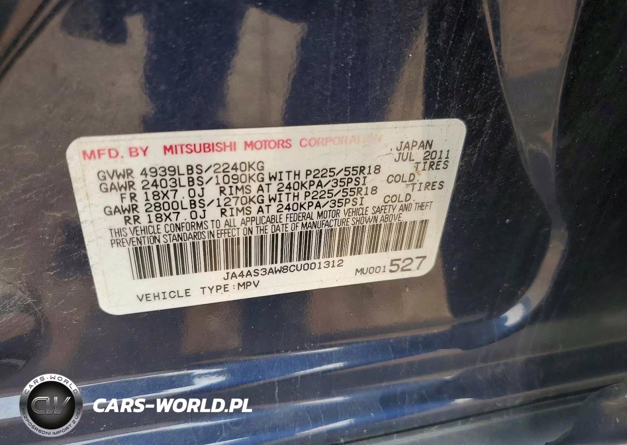 2012 Mitsubishi Outlander Se VIN:JA4AS3AW8CU001312 - 10