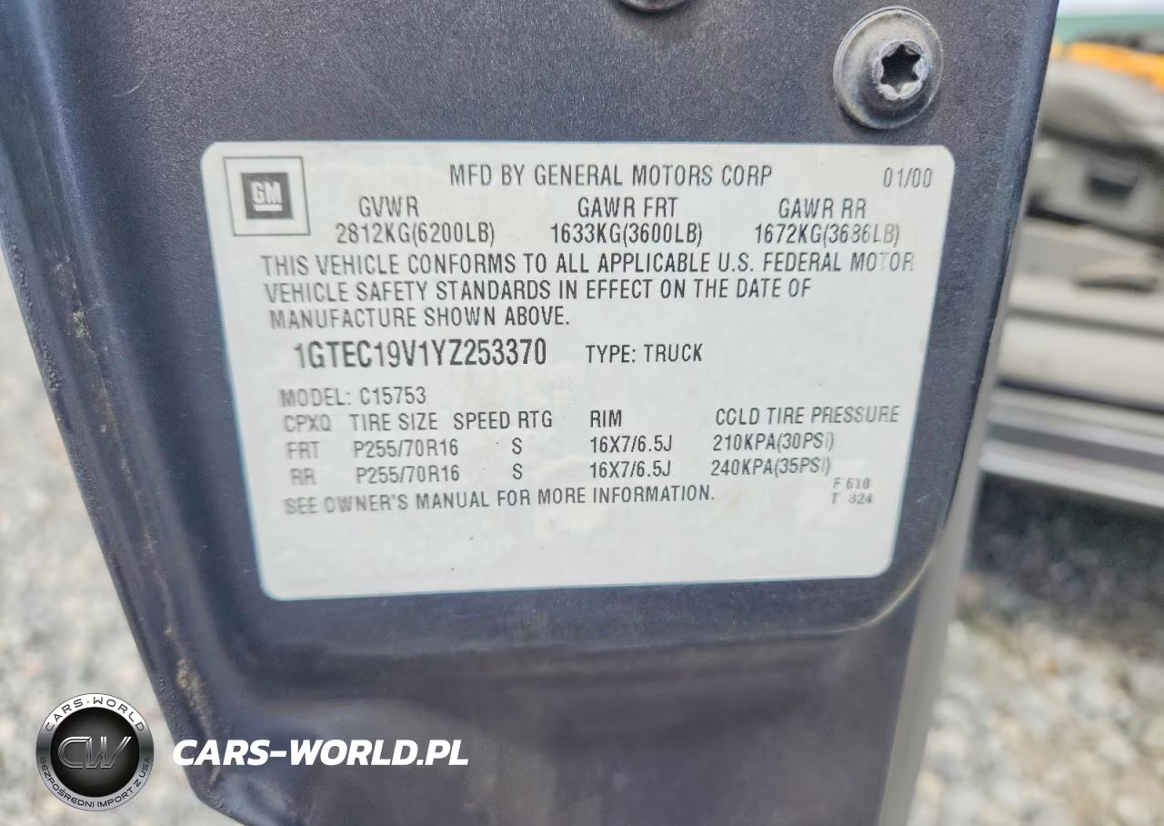 2000 GMC New Sierra C1500 VIN:1GTEC19V1YZ253370 - 12