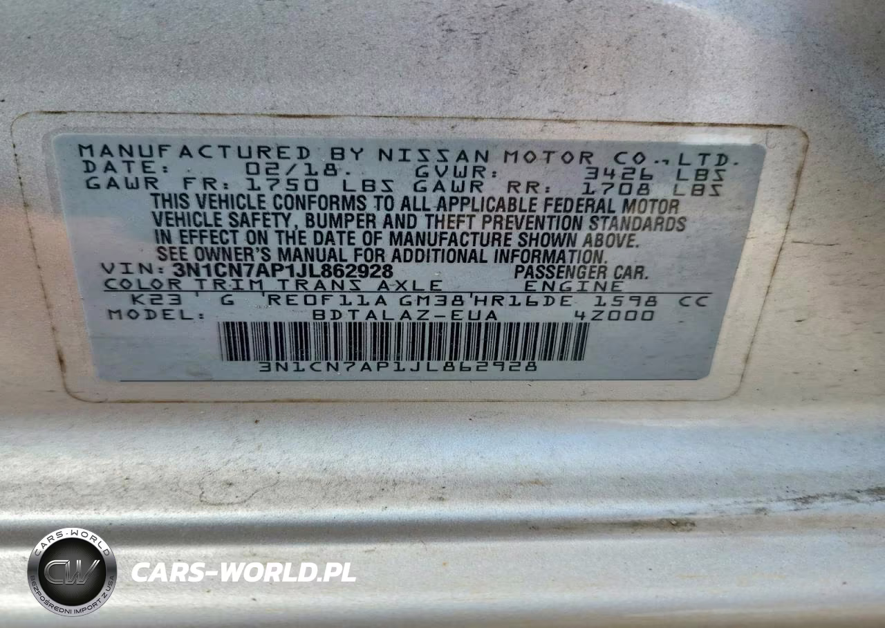 2018 Nissan Versa S Plus VIN:3N1CN7AP1JL862928 - 12