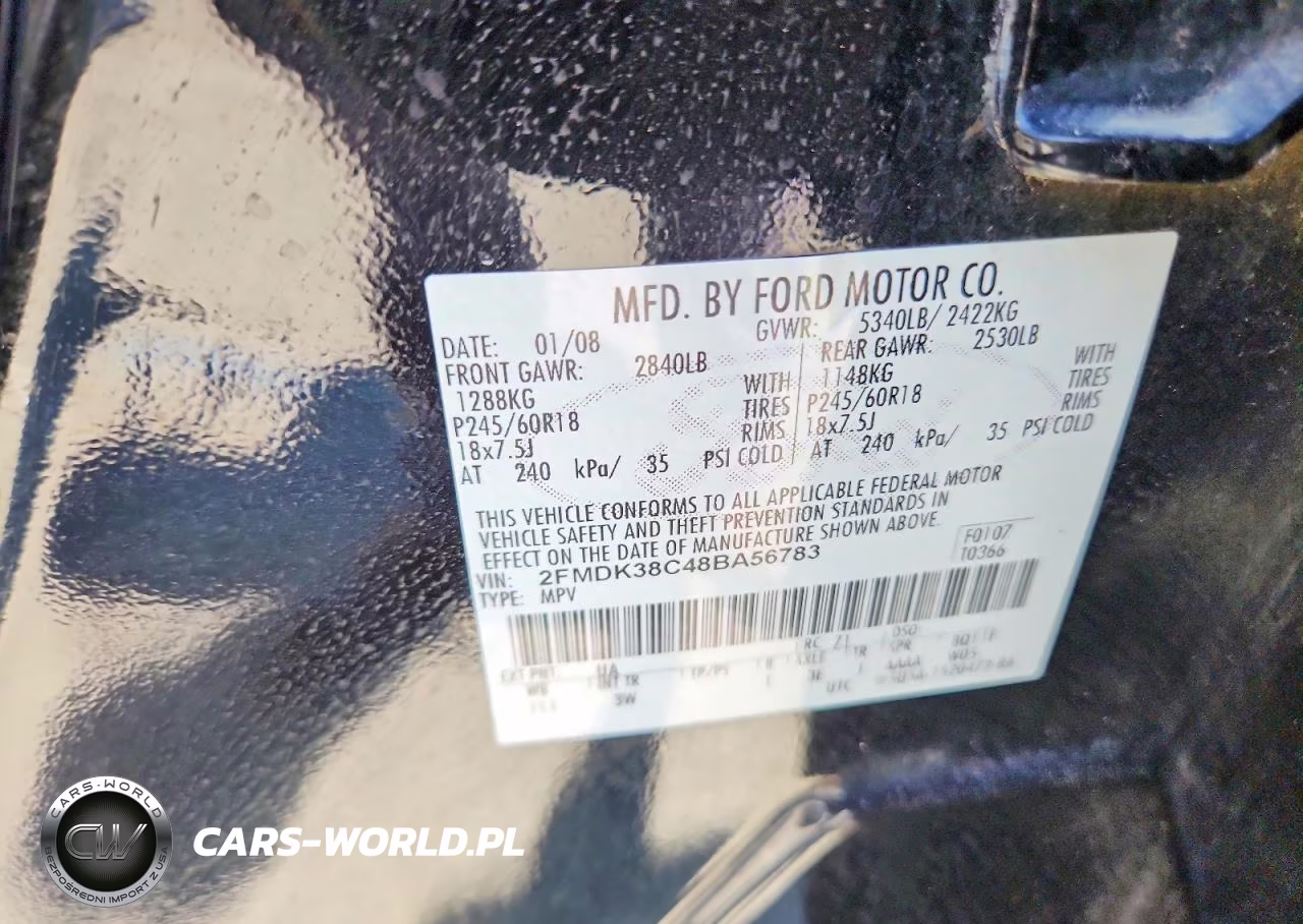 2008 Ford Edge Sel VIN:2FMDK38C48BA56783 - 12