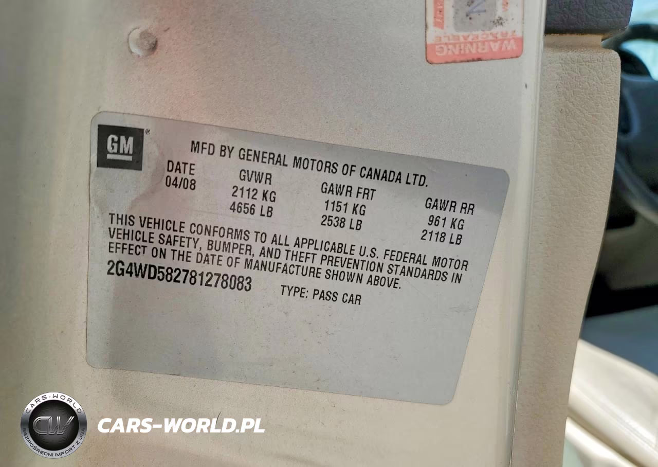 2008 Buick Lacrosse Cxl VIN:2G4WD582781278083 - 12