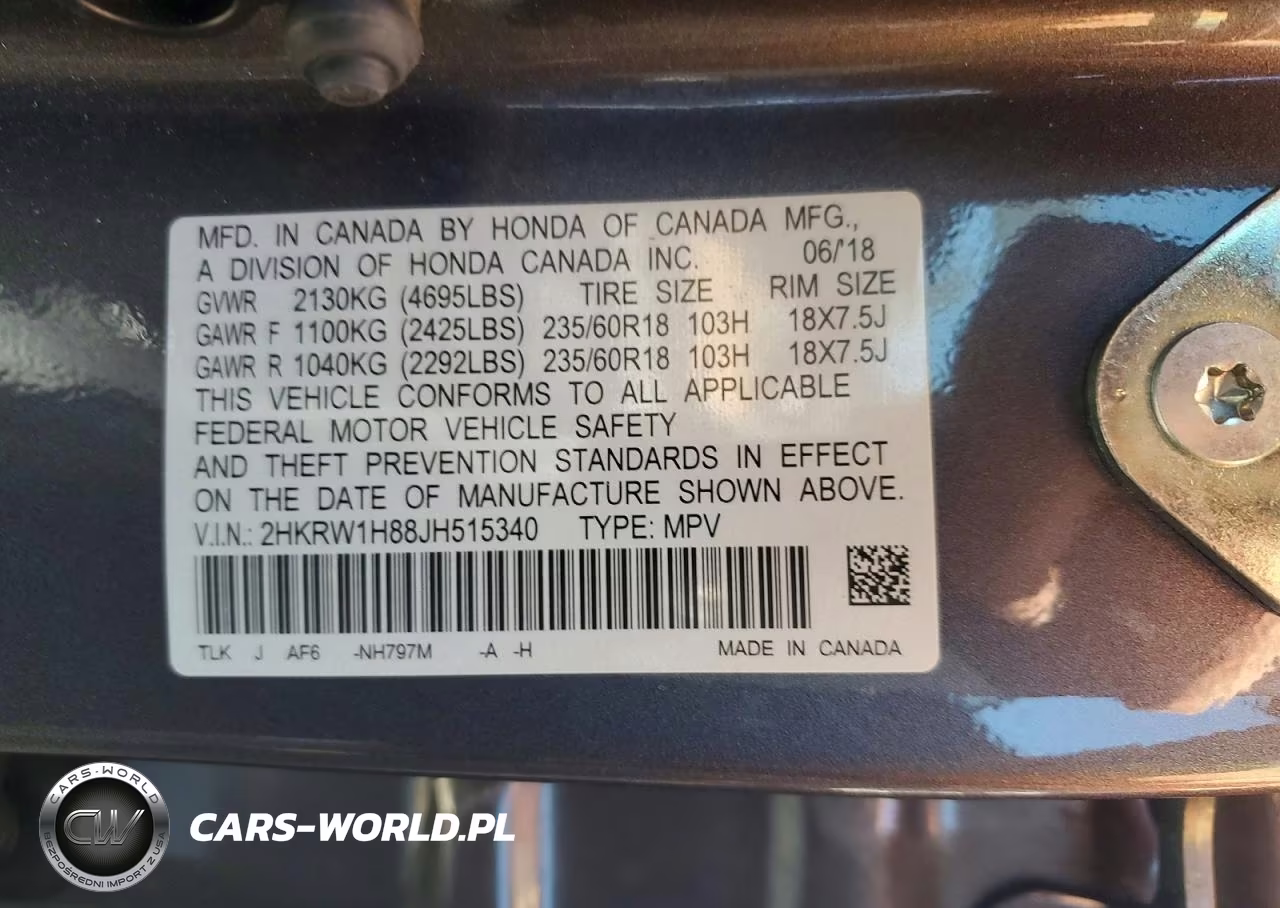 2018 Honda Cr-V Exl VIN:2HKRW1H88JH515340 - 13